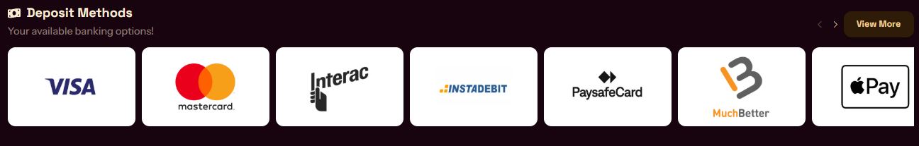 Make quick deposits using popular payment methods