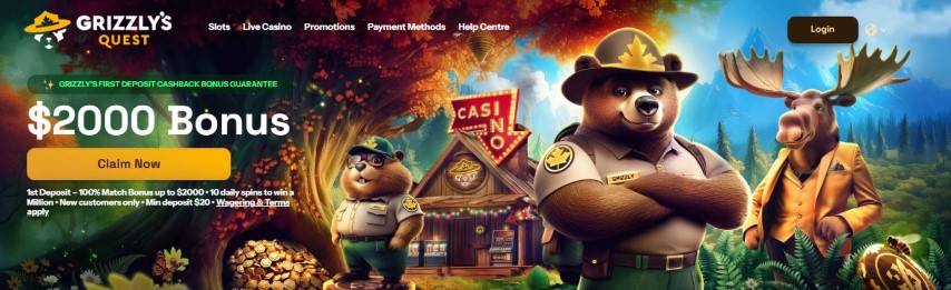Claim your $2000 welcome bonus at Grizzly's Quest